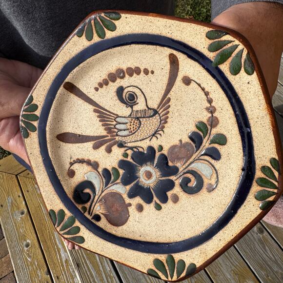 Tonala Mexican Folk Art Hand-painted Ceramic Pottery Glazed Wall Hanging Decor - Picture 2 of 7